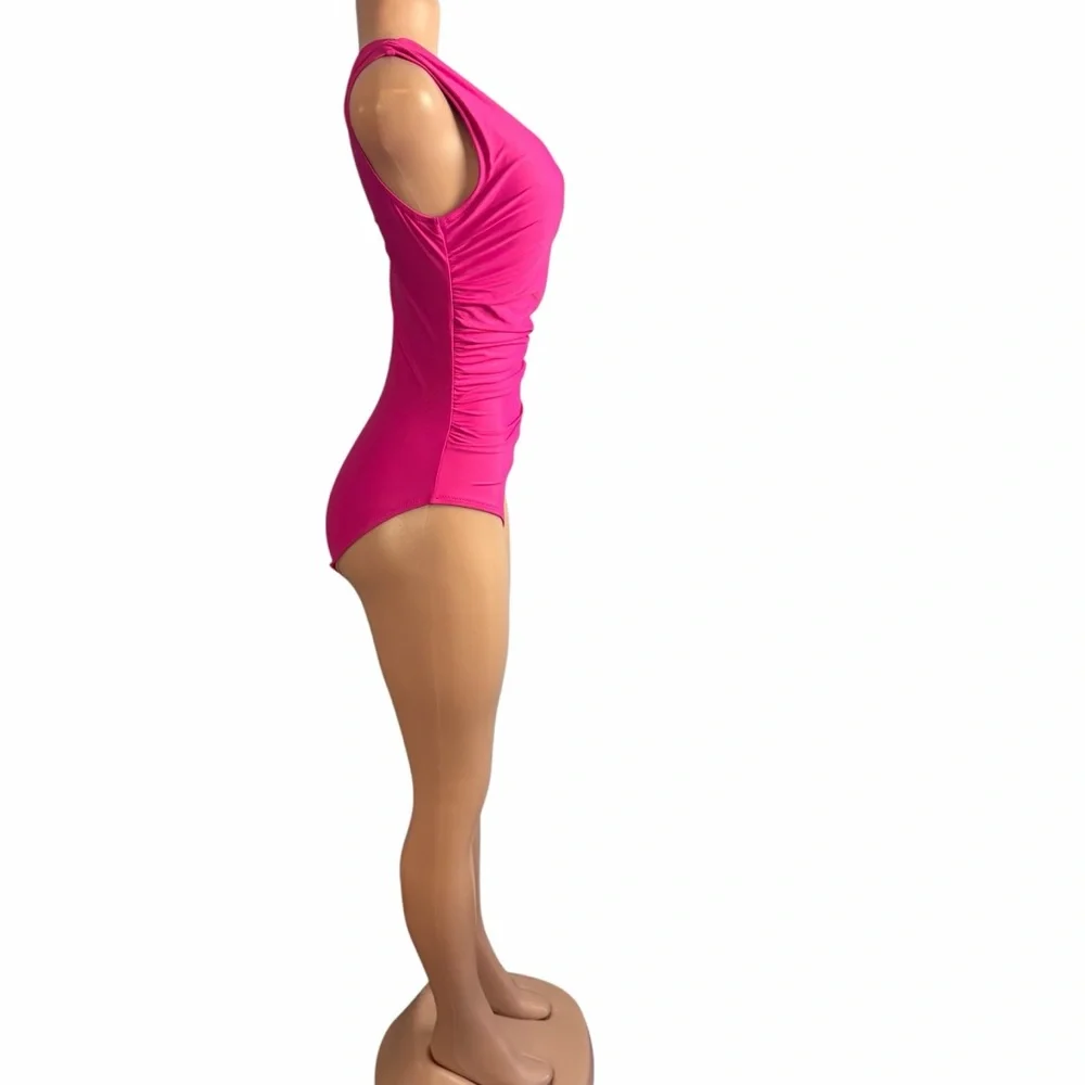 J. Crew One-Shoulder Ruched Hot Pink Swimsuit